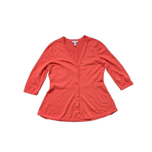 Isaac Mizrahi Women Fit and Flare Cardigan orange/red size M - Picture 1 of 11